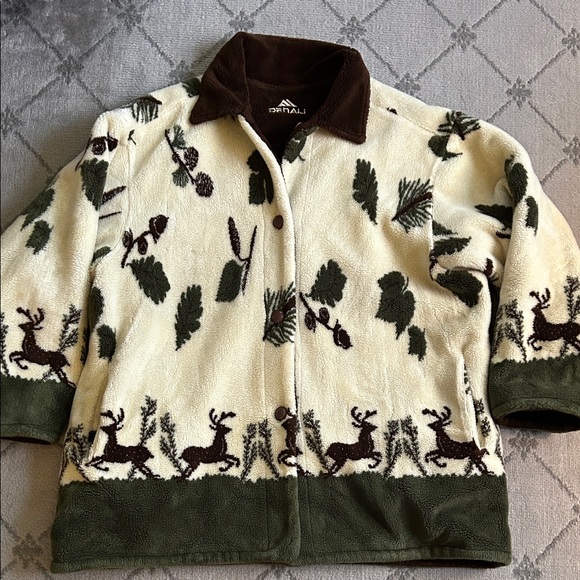Denali Vintage Reversable Fleece Jacket with Deer Nature Motif - Picture 1 of 12